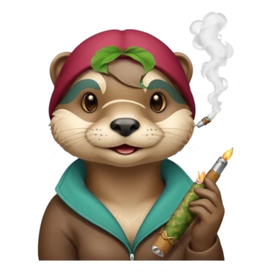 Cute female Otter smoking a while cannabis joint sticker