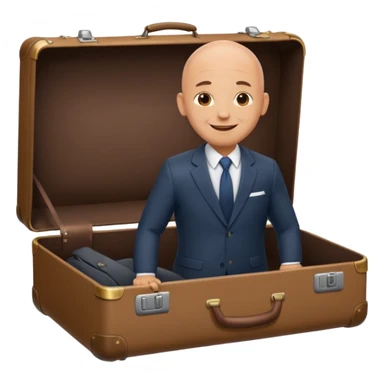 bald man in siutcase emoji sticker