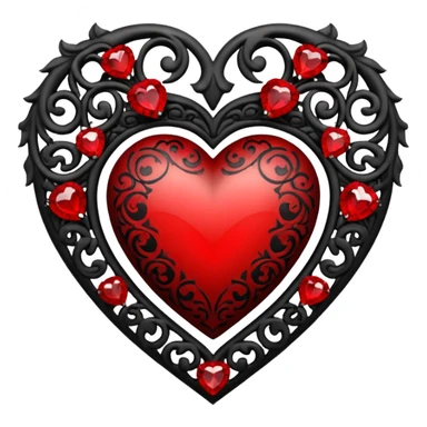 goth heart with red gems and black filigree sticker