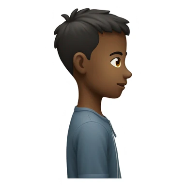 Boy gazing while tilting head downwards with full body  sticker