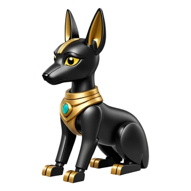 Short-eared Lego Black fur gold robot beautiful female anubis puppy statue posed  sticker