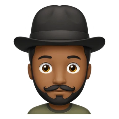 Gere um menino de cabelos preto e boné pro lado com feição séria e bigode sticker