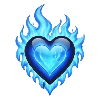 Black heart with blue flames sticker