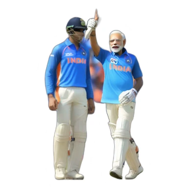narendra modi in blue indian cricket team jersey doing cristiano ronaldo's celebration 'siuuu' sticker