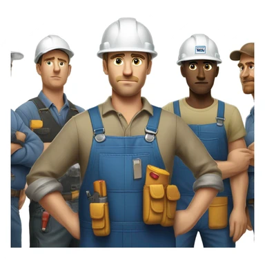 blue collar workers photorealistic serious sticker