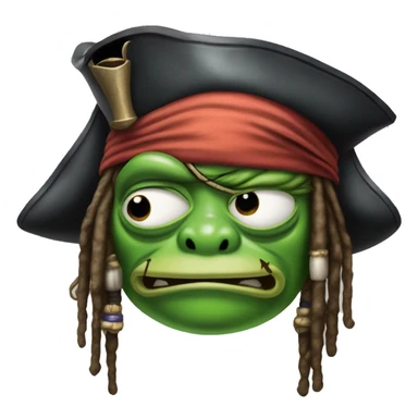 Pepe the frog, transformed into the iconic character Jack Sparrow from Pirates of the Caribbean sticker