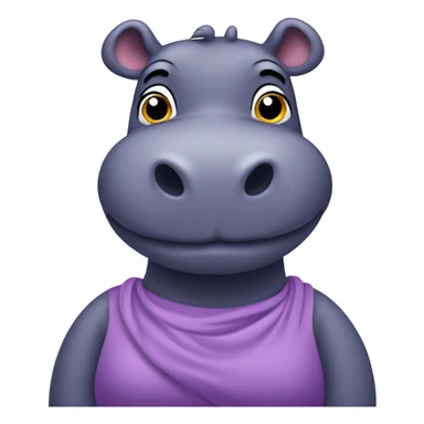 purple hippopotamus in a waist-length dress sticker