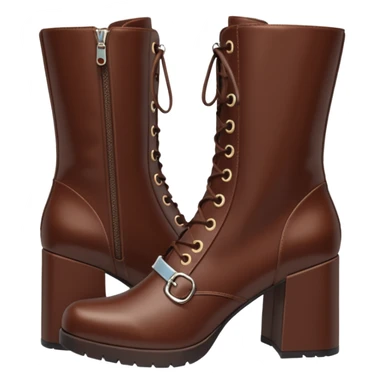 chocolate brown y2k boots block heeled, side zipper sticker