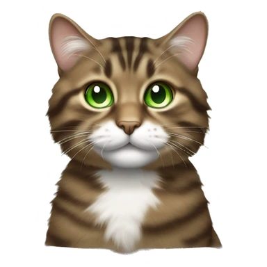 Cheeky fluffy brown tabby cat with white nose and soft green eyes  sticker