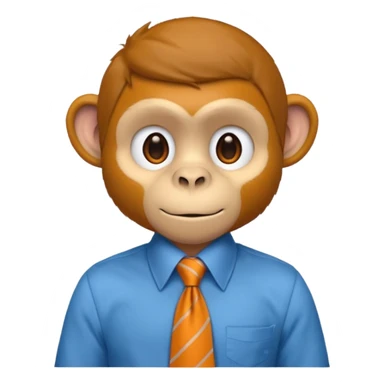 orange monkey with blue shirt,brown tie sticker