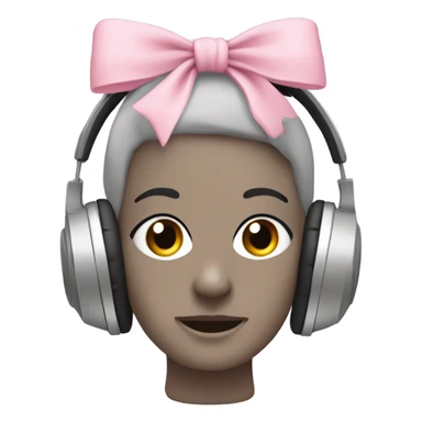 light grey full head headphones with light pink bows on the bit that goes on your ear sticker