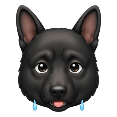 all black german shepherd face crying large tears looking sad sticker