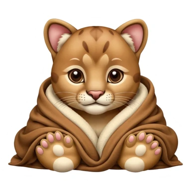 Cozy puma cougar cub in blanket with paws sticker