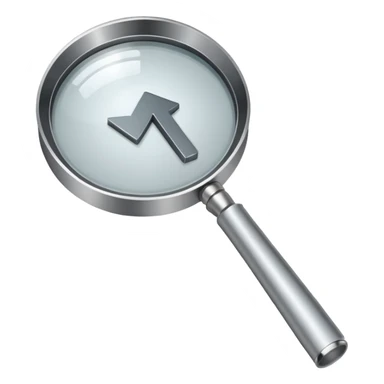 magnifying glass with a downward arrow button in the bottom right, no apple symbols or references sticker