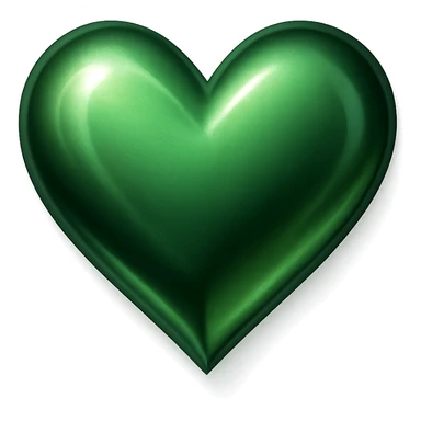 heart with a metallic green finish, digital illustration sticker