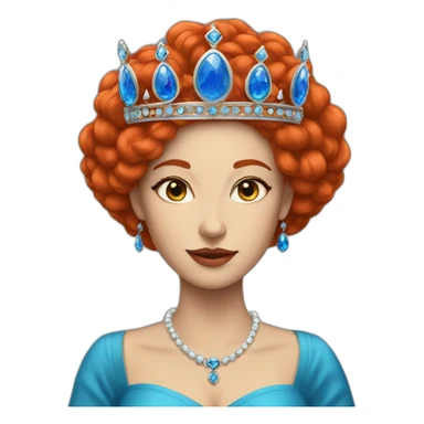 A queen with red hair with blue sticker