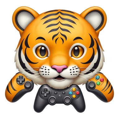 tiger face with gaming controller for Twitch emote sticker
