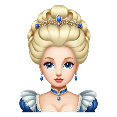 Cinematic Realistic Marie Antoinette Portrait Emoji, depicted as an opulent royal figure with elegant attire and a graceful poised expression, rendered with rich textures and soft lavish lighting that captures her historical allure. sticker