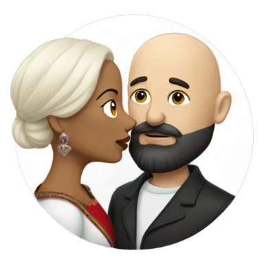 White bald man with dark beard kissing short Mexican woman with long dark wavy hair sticker