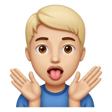 tongue out with hands on the side of the face  sticker