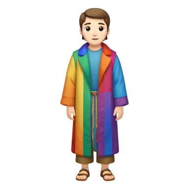 full length joseph from bible wearing coat of many rainbow colors sticker