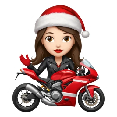 biker girl brune long hair moto christmas ducati sticker
