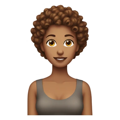 Brown curly hair wife sticker