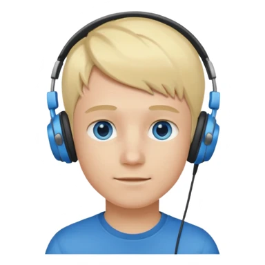 blonde boy with blue eyes with headphones indoors sticker