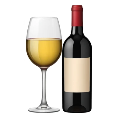 Minimalistic flat vector icon, iOS style, thin black contour on white background. Wine glass with a wine bottle. No text, no shadows.
 sticker