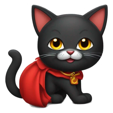 gatito negro con cuernitos y cola roja de diablito sticker