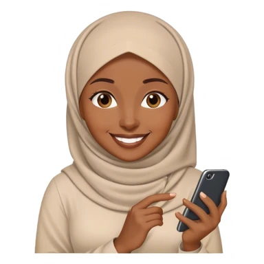 Black Muslim woman smiling at cellphone  sticker