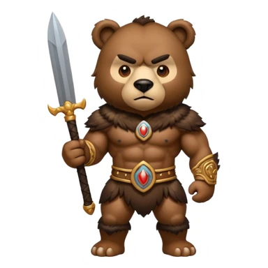 oso guerrero, warrior bear emoji style, fierce and strong sticker