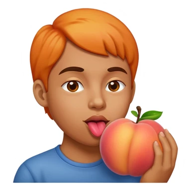 Me licking a peach sticker