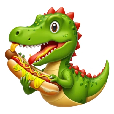 Dinosaur eating a hotdog  sticker