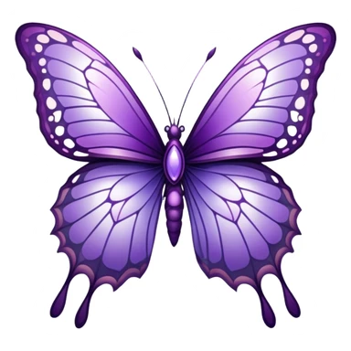 "A majestic butterfly in shades of purple, with intricately detailed wings featuring a mesmerizing pattern resembling delicate lace. The wings shimmer with an iridescent glow, reflecting hues of amethyst and lilac. The butterfly hovers gently above a field of blooming lavender, surrounded by tiny dewdrops glistening in the morning sunlight. A soft-focus background creates a dreamy atmosphere, emphasizing the elegance and ethereal quality of the butterfly."
 sticker