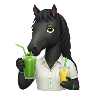 black horse with shirt character holding smoothie sticker