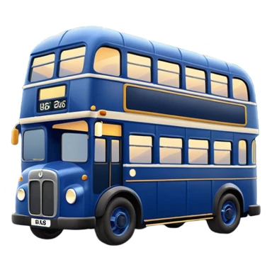 A dark blue double decker bus with cute cosy outdoor string twinkle lights sticker