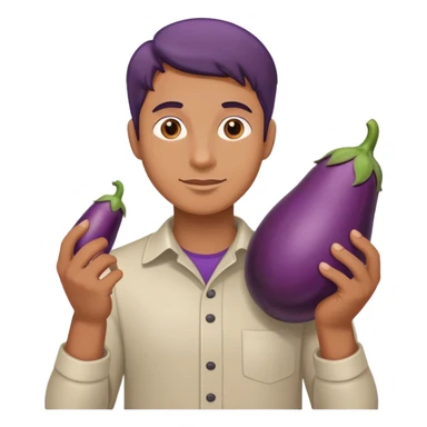 man holding a eggplant  sticker