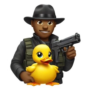 ducky with a toy-gun sticker