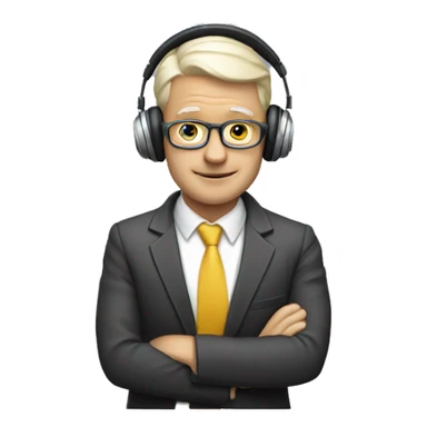 White gentleman with a laptop and headphones  sticker