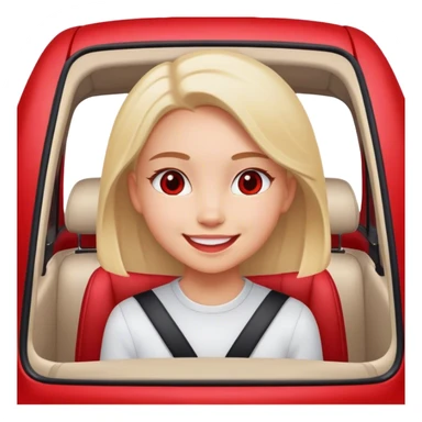 smiling girl inside car red interior sticker