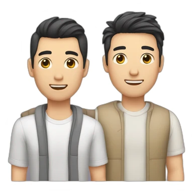 Gay couple one White man one Asian man sticker