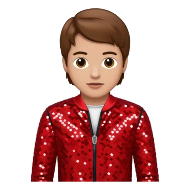 Michael Graham from Boyzone with brown hair, light skin, red sequin outfit sticker