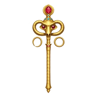 Ancient Egyptian gold staff-scepter with a man evil serpent head on top with ruby eyes  sticker