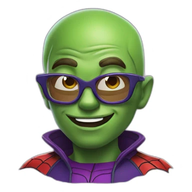 SPiderman dressed up like green goblin and using magic wearing glasses sticker
