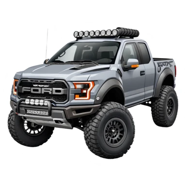 Gray Ford F-150 Raptor with Fox Shocks 3.0 Race Series Front & Rear sticker