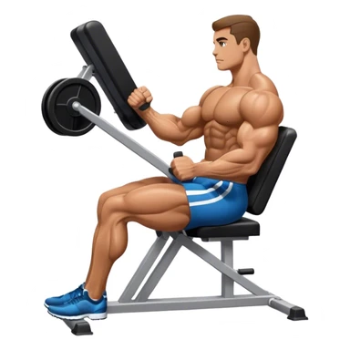 side-view bodybuilder seated weighted calf-raise machine sticker