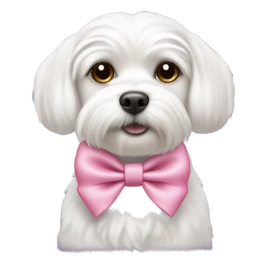 A white Maltese dog with a mini pink bow on her head sticker