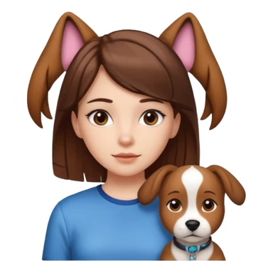 White girl with straight brown hair name is Valentina put dog ears on her and make he rlike like a bith but still not ugly just the dog prt of it and also have a shirt that says siri on it sticker