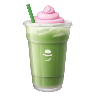 Iced matcha latte in a transparent pink cup sticker
